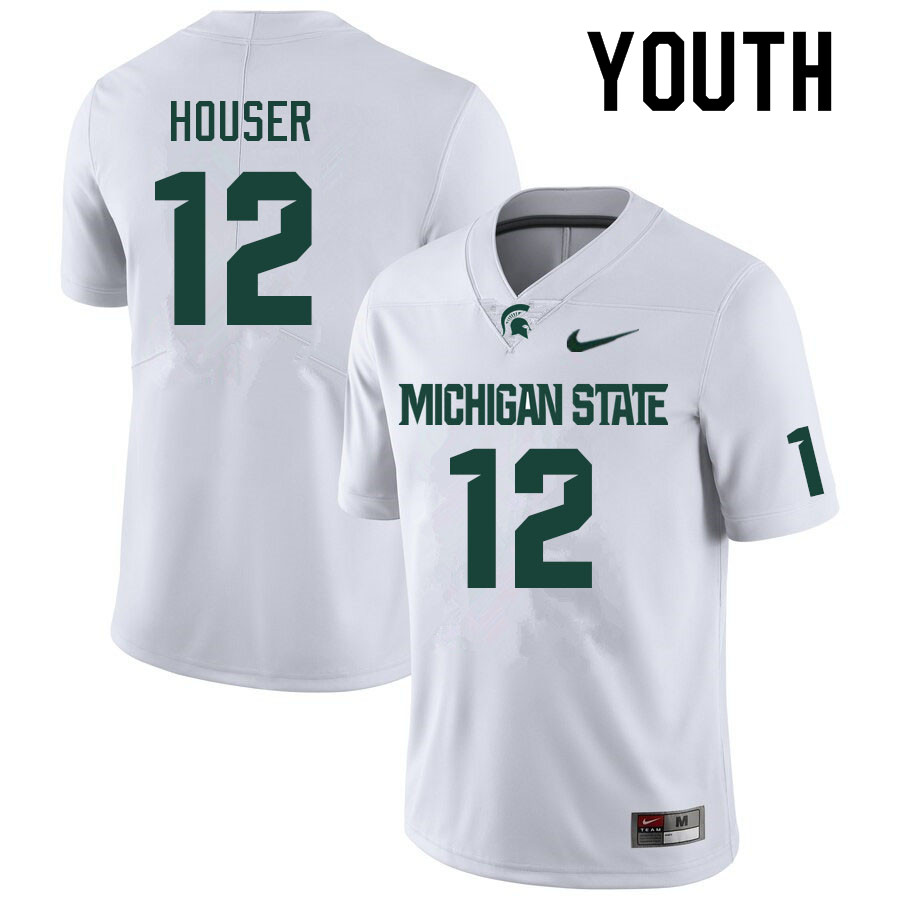 Youth #12 Katin Houser Michigan State Spartans College Football Jerseys Sale-White